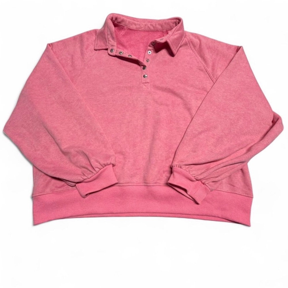 3/$20 Cropped Collared Pink Pullover Sweatshirt Women’s XL Comfy Loungewear
